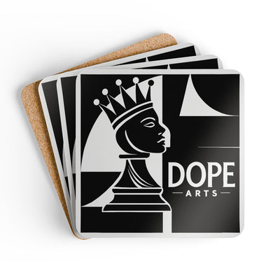 Curious Soul Cork Coaster Set – Artful Barware for Chess Lovers & Creative Homes