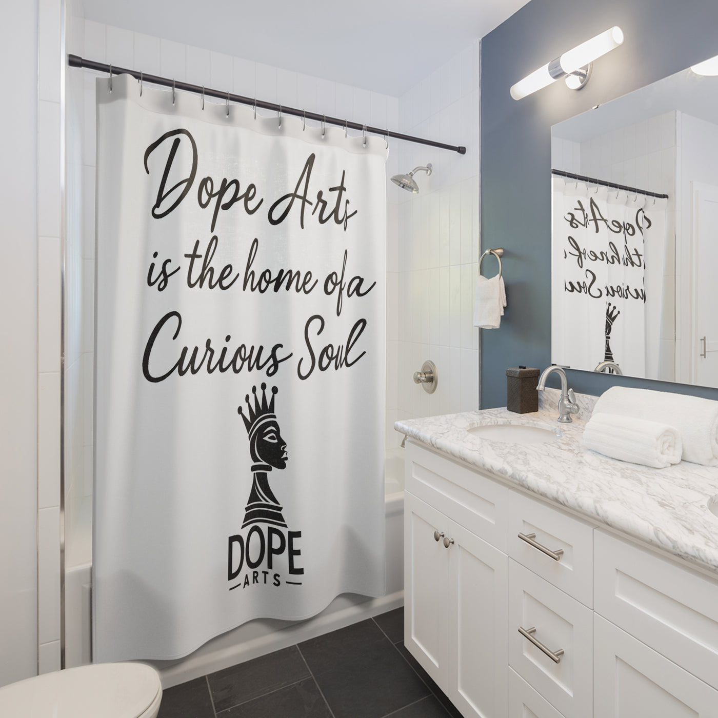 Home of a Curious Soul - Shower Curtain / Minimal White Edition