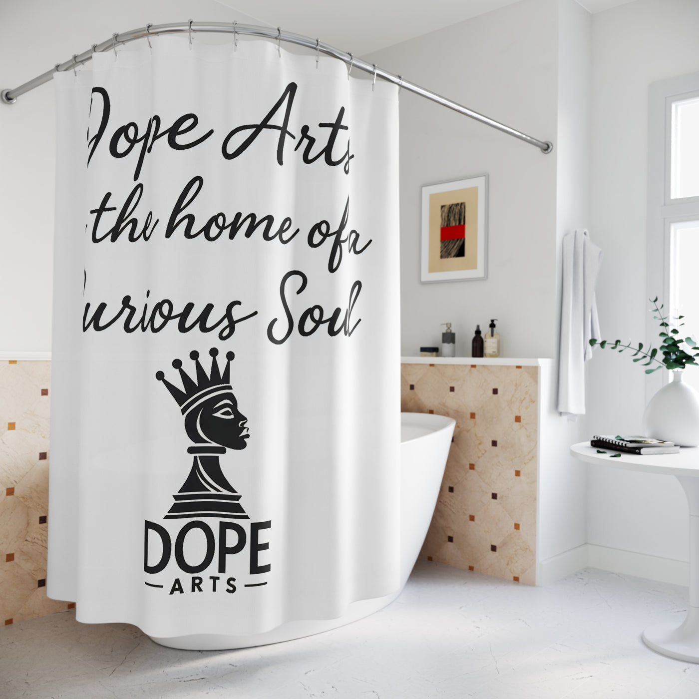 Home of a Curious Soul - Shower Curtain / Minimal White Edition
